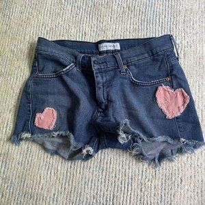 Heart Patched Denim Shorts